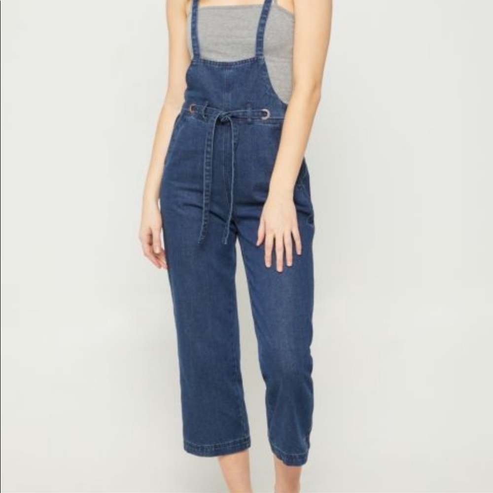 Rue21 blue Low Bib Relaxed fit cropped denim overall